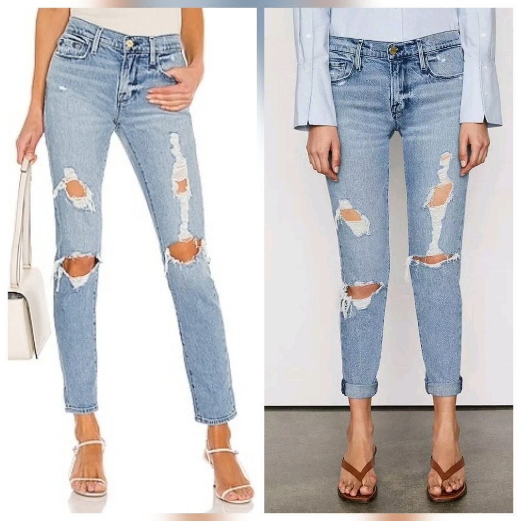 Frame Le Garon Relaxed Skinny Boyfriend Jeans In Beldon Rips, 2 (26)